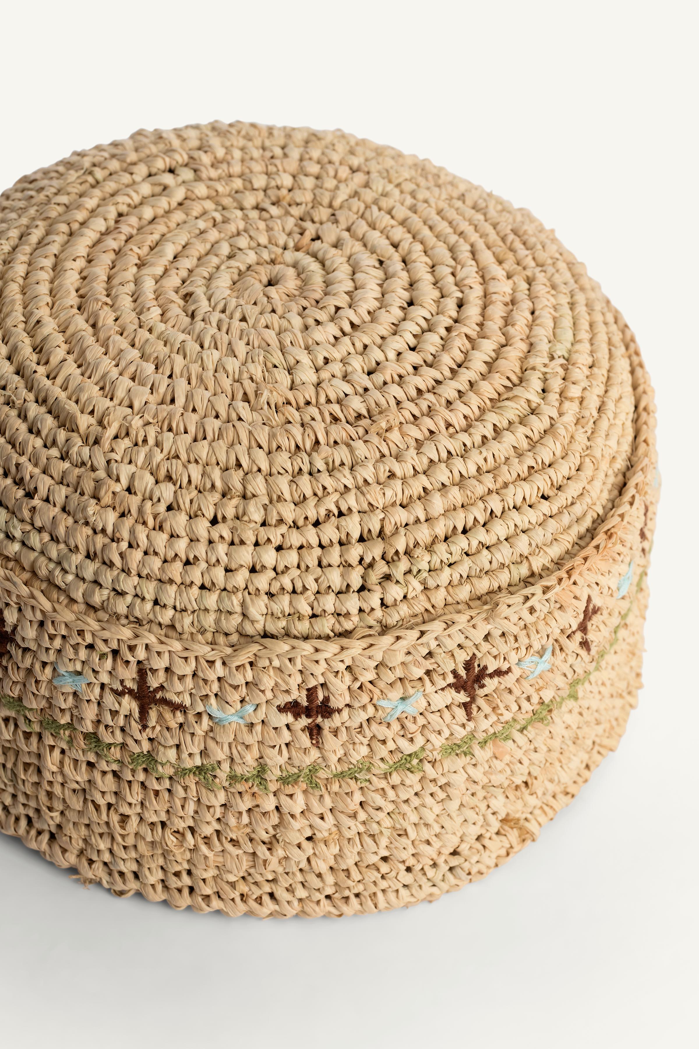 LIMITED EDITION EMBROIDERED RAFFIA CAP
